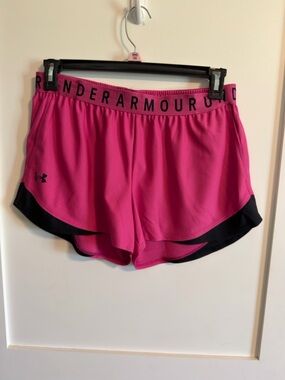 Under Armour Women’s Hot Pink Running Shorts with Black Trim